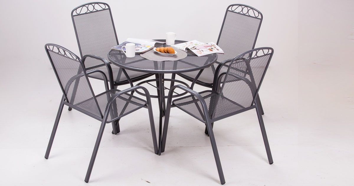 Baštenski set Melfi sivi - okrugli sto i 4 stolice