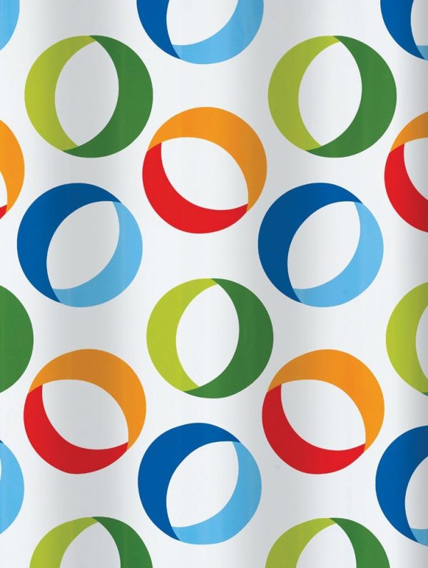 Zavesa za kadu Rings Multikolor 10.15185 PVC 180x200cm – Spirella