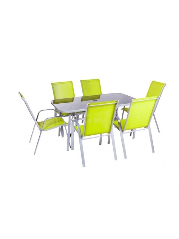 Baštenska garnitura Como sto i 6 stolica - žuta