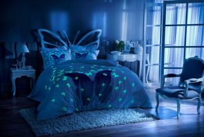 Fluorescentna saten dupla posteljina Glow in dark V1 Lila - Слика 2