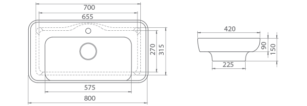 Lal 80 cm Lavabo 72400 U Turkuaz - Слика 2