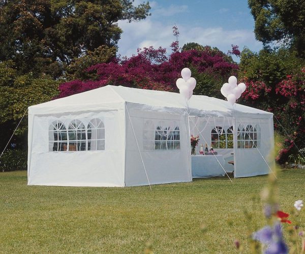 Tenda sa 6 bočnih strana bela 3x6 m