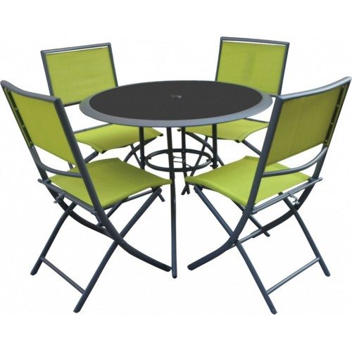 Baštenski set Lipari žuti - sto i 4 sklopive stolice