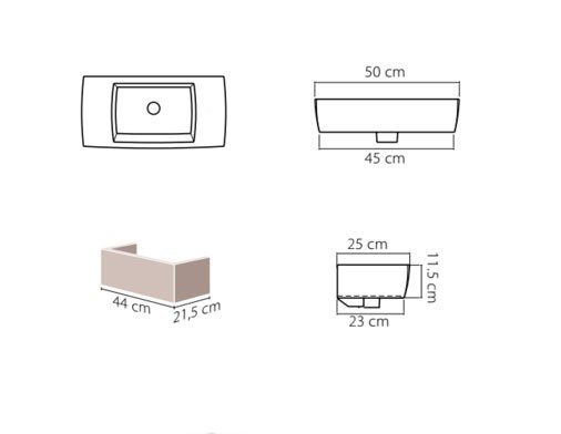 City 25x50 Lavabo 1600 U Turkuaz - Слика 2