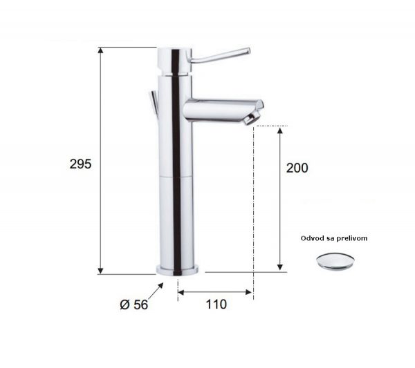 Baterija za lavabo visoka sa podsklopom Minimal N10L Remer - Image 3