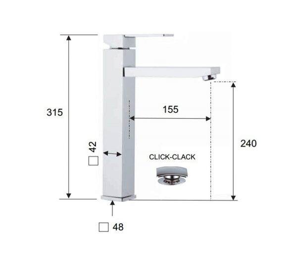 Baterija za lavabo visoka sa podsklopom Qubika Q10LB Remer - Image 4