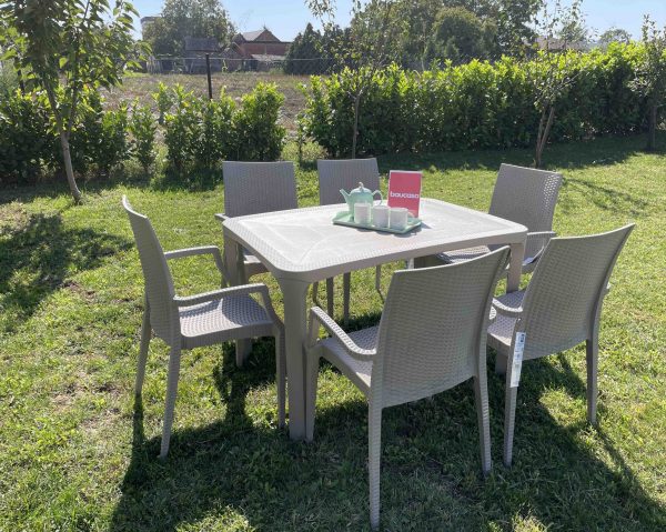 Baštenska garnitura - Duži sto + 6 Bistrot stolica - cappuccino - Image 2