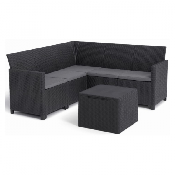 Baštenska garnitura Marie 5 seater sa box stolom - grafit
